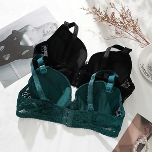 Soutiens-gorge sexy en dentelle pour femmes, push-up, à armatures, bretelles réglables, motif uni, grandes tailles, bonnets A B C, lingerie féminine - Product Image 4