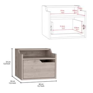 Modern <b>Floating</b> Nightstand Single <b>Drawer</b> Light Wood Two Tier Top Shelf Storage End Table Side Table - Product Image 3