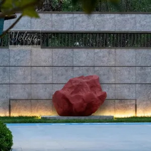 Großhandel rot künstlich echt aussehendes Fiberglas graue Farbe Harz Gartenfelsen für Stein Garten Deko lagerung