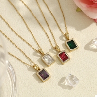 Collier ras du cou minimaliste de style européen et américain avec pendentif carré en zircon pour femme, polyvalent, plaqué or 18 carats
