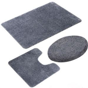 Juego de 3 Alfombras de Baño de Microfibra Cómodas, Alfombra para Inodoro, Tapete Antideslizante Absorbente de Agua - Product Image 5