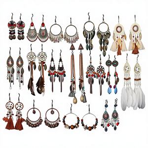 Boucles d'oreilles pendantes longues à pampilles en alliage, style ethnique bohème <span class=keywords><strong>pour</strong></span> femmes, idéales <span class=keywords><strong>pour</strong></span> les voyages et la photographie en Europe et en Amérique - Product Image 1