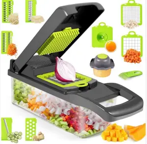 Grosir 6 1 slicer-Pemotong Sayuran Manual 12 Dalam 1, Alat Dapur Pemotong Makanan Bawang Pengiris Sayuran