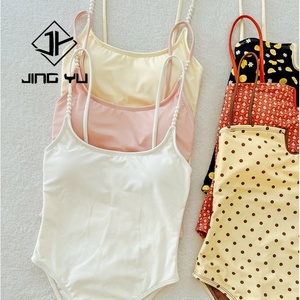 Quantité minimale de commande Maillot de bain rétro imprimé double face personnalisé Maillot de bain une pièce en nylon à pois de luxe - Product Image 2