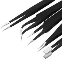Ensemble de pinces antistatiques ESD en acier inoxydable, outils d'entretien, pinces courbées et droites de précision industrielle, ensemble d'outils de réparation