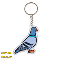 Porte-clés en acrylique en forme de pigeon, motif oiseau bleu avec anneau métallique, accessoire léger et original
