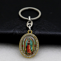 Notre Dame de Guadalupe Vierge Marie Porte-clés Croix Jésus Catholique Porte-clés Bijoux Pendentif Charmes Baptême Cadeaux Souvenir Faveurs