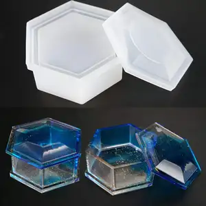 工艺储物盒透明饰品制作工具树脂模具六角环氧模具硅胶花盆模具