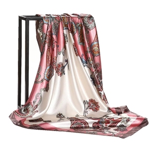 Sciarpa Quadrata in <span class=keywords><strong>Seta</strong></span> Nera da Donna, Nuovo Marchio di Moda con Stampa a Catena, <span class=keywords><strong>Foulard</strong></span> 90*90cm per Primavera e Autunno, Copricapo Musulmano - Product Image 4