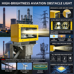 Luz de Advertencia Estroboscópica Blanca de Alta Intensidad LED para Obstrucciones Aéreas, IP65 Impermeable, para Torres, Edificios Altos y Grúas - Product Image 3