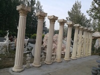 Contre Sculpté À La Main Beige Marbre Maison Bâtiment Collins Style Pierre Colonne Romaine