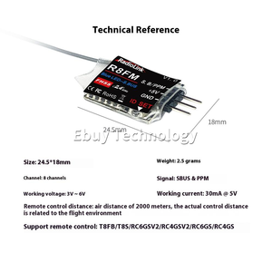 Ledi <span class=keywords><strong>R8FM</strong></span> Mini Récepteur Indoor Racing 8-Channel Aircraft Accessory SBUS/PPM Signal Support Made Plastic Drones Battery Charging - Product Image 2