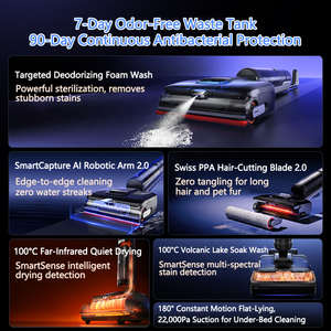 เครื่องดูดฝุ่นในรถยนต์ Dreame T50 Ultra พร้อมระบบฆ่าเชื้อ 100°C ลูกกลิ้งป้องกันผมพันกัน แรงดูด 22000Pa สำหรับดูดขนสัตว์เลี้ยงและทำความสะอาดพื้น - Product Image 3