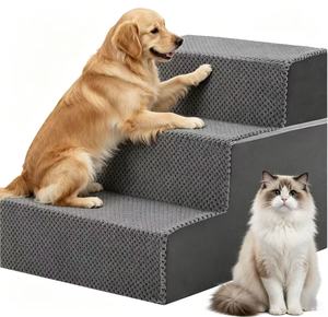 <span class=keywords><strong>Escalier</strong></span> pour chien à <span class=keywords><strong>3</strong></span> <span class=keywords><strong>marches</strong></span> antidérapant pour chiens et chats de petite et moyenne taille, <span class=keywords><strong>rampe</strong></span> pour animaux de compagnie en mousse CertiPUR-US avec housse lavable pour lit et canapé - Product Image 1