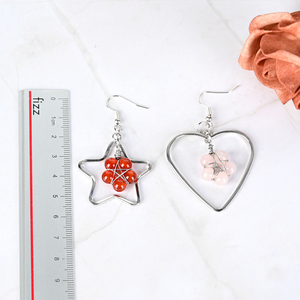 Pendientes de Cristal Natural con Forma de Estrella y Corazón, Pendientes Colgantes de Metal Plateado, Elegantes para Mujer, Regalo de Joyería - Product Image 5