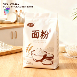 Sac d'emballage pour farine à haute barrière imprimé sur mesure avec fermeture éclair refermable, qualité alimentaire pour la farine <span class=keywords><strong>de</strong></span> blé, la poudre <span class=keywords><strong>de</strong></span> <span class=keywords><strong>riz</strong></span> et les produits secs - Product Image 1