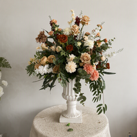 Bouquet de fleurs artificielles de luxe en soie, couleur café automnal, avec fleurs sauvages, pour centre de table et décoration suspendue, composition florale colorée