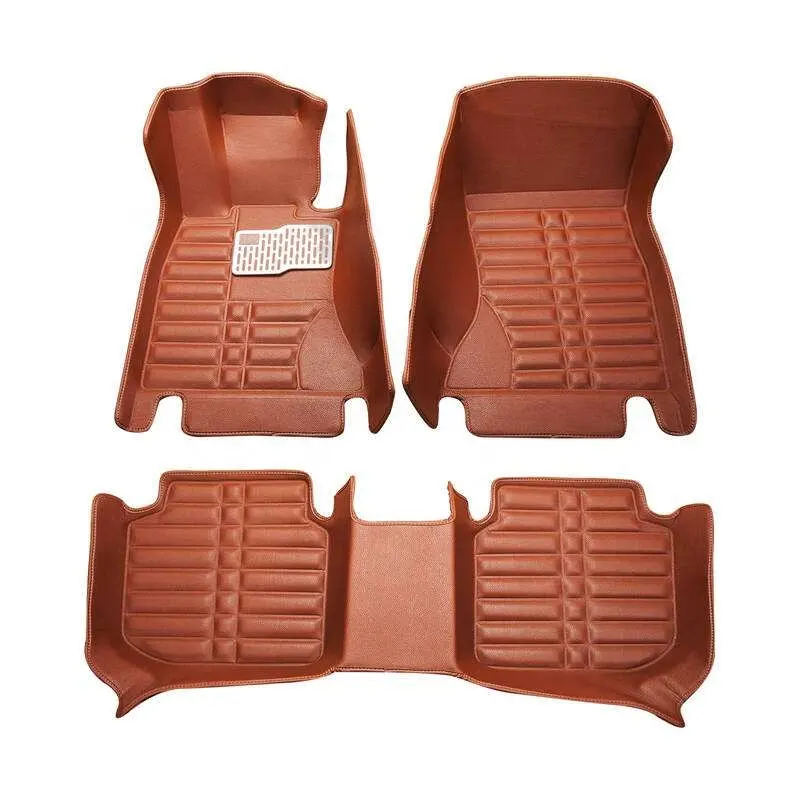 Hot Luxury Custom Full Set 3pcs Front Rear and Anti-Slip Foot Mat Design 5D Waterproof Leather Hot Press Car Floor Mats