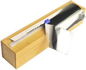 Secciones de caja de madera de bambú, dispensador de envoltura de plástico, papel de aluminio plateado, envoltura de plástico con cortador deslizante, 2023 - Product Image 5