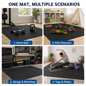 Tapete de EVA entrelazado de alta densidad de 60x60 cm, reversible, impermeable, plegable, tipo rompecabezas, para gimnasio, gateo de bebés y uso en garaje. - Product Image 6