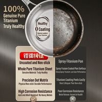 Poêle en titane pour la cuisine domestique, poêle à frire en acier martelé sans revêtement pour cuisinière à gaz et à induction