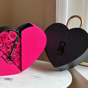 Креативный дизайн, двухдверный замок в форме сердца, цветочная упаковка, металлическая ручная пустая коробка, портативные подарочные коробки для цветов - Product Image 5