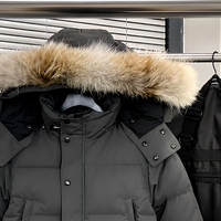 Parka d'hiver chaude pour homme avec capuche en fausse fourrure et rembourrage épais