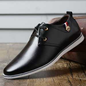 Chaussures décontractées en cuir pour hommes 2021, bout rond, lacets, doublure en mesh, semelle en caoutchouc, semelle intermédiaire en EVA, toutes saisons, style marche - Product Image 4