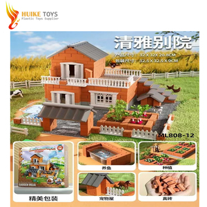 2025 barato cemento <span class=keywords><strong>arquitecto</strong></span> DIY montar Villa construir niños casa de muñecas ladrillos Diy apilamiento construcción plástico ladrillos casa conjunto - Product Image 1