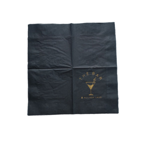 Serviettes en <span class=keywords><strong>papier</strong></span> noires jetables personnalisées <span class=keywords><strong>de</strong></span> cocktail <span class=keywords><strong>de</strong></span> logo d'<span class=keywords><strong>or</strong></span> d'estampillage à chaud en gros pour l'anniversaire <span class=keywords><strong>de</strong></span> mariage - Product Image 5