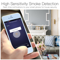 Sensor Alarm Asap Cerdas WiFi Independen, Detektor Alarm Kebakaran, Sistem Keamanan Rumah, Perlindungan Kebakaran Nirkabel Bertenaga Baterai