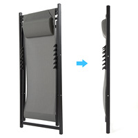 Chaise longue d'extérieur pliable et réglable avec cadre en aluminium et dossier en maille Teslin pour piscine et patio