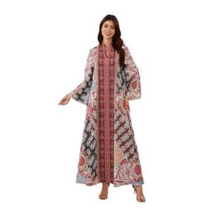 ชุดเดรสทรงสวิงหลวมๆ ลายดอกไม้ แขนยาว คอวี สไตล์ชาติพันธุ์ตะวันออกกลาง ผ้าโพลีเอสเตอร์ สำหรับสุภาพสตรีชาวมุสลิม ชุดแบบอัฟกานิสถาน - Product Image 6