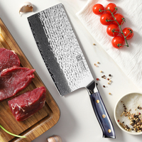 Couteau à découper chinois martelé de 7 pouces, en acier Damas 67 couches avec cœur VG10, ultra-affûté, pour viande et légumes, avec manche en résine