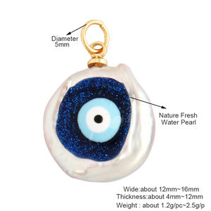Colgante único colorido turco mal suerte ojo encanto, naturaleza agua dulce perla DIY pulsera collar componentes suministros L34 - Product Image 4