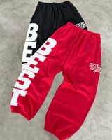 Pantalon de survêtement unisexe coupe ample avec logo personnalisé, taille élastique, taille mi-haute, bas de jambe élastiqués, en tissu 100% coton peigné