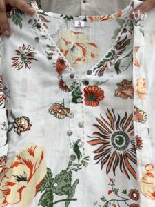 ชุด Kurti ผ้าฝ้ายแท้พิมพ์ลายแบบบล็อกกางเกงผ้าฝ้ายแท้มีสไตล์ - Product Image 5