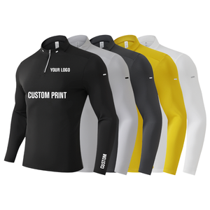 Sweat-shirt de golf pour homme, noir, manches longues, demi-zip, séchage rapide, avec logo personnalisé sur le devant, coupe classique, toutes saisons - Product Image 2