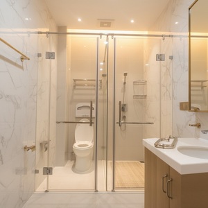 Paroi de douche à fermeture douce en aluminium et verre, angle néo, résidentielle, durable - Product Image 5