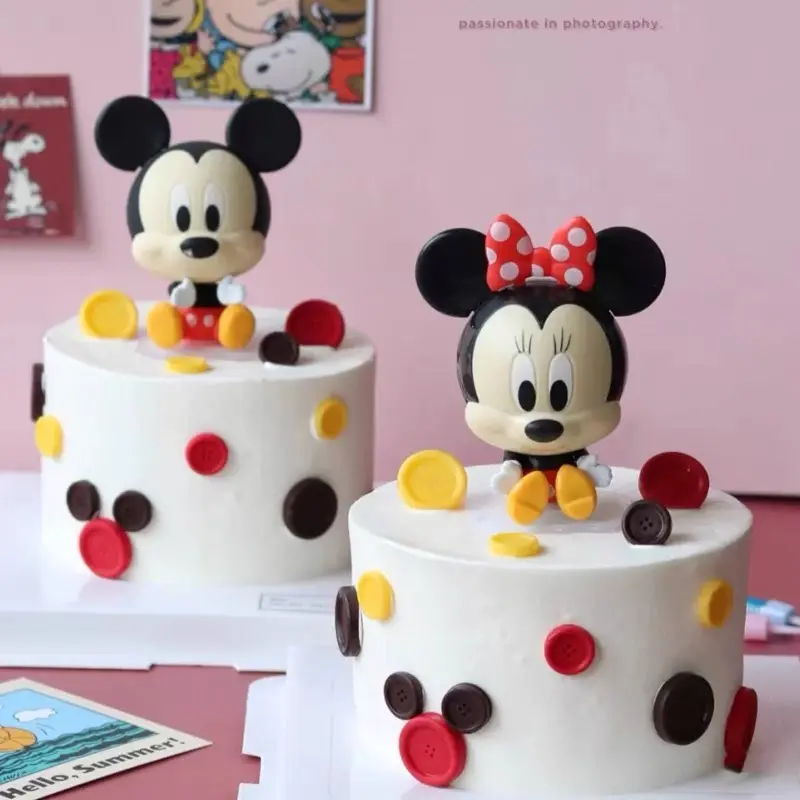 Mutlu doğum günü dekorasyon Mini fare bebek seti bebek duş kek dekorasyon malzemeleri Mickey çocuk oyuncakları kek Topper