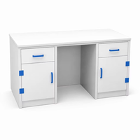 Table d'islande de laboratoire SCEELAB en PP résistant aux produits chimiques avec évier, robinet et support à réactifs pour mobilier de laboratoire