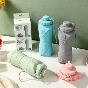 Silicone <b>Collapsible</b> <b>Water</b> <b>Bottle</b> Portable Leakproof Foldable Travel Cup for Outdoor Sports Hiking Camping Custom Brand Model - Product Image 2