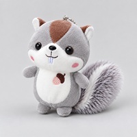 Porte-clés pendentif en peluche écureuil mignon, animal en peluche doux, breloque de sac avec queue moelleuse et broderie d'acorn