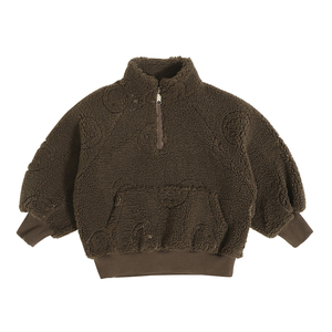 Commercio all'ingrosso nuovo arrivo inverno abbigliamento per bambini dolcevita <span class=keywords><strong>con</strong></span> <span class=keywords><strong>cerniera</strong></span> top Kangaroo Pocket Design materiale caldo ragazze felpa - Product Image 3