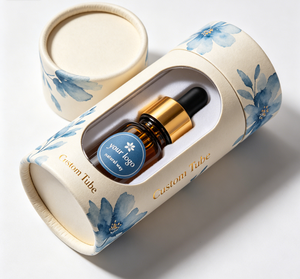 Custom Gold <b>Foil</b> Logo Round Paper Tube, High-End Cosmetic Perfume Packaging, White Cardboard Cylinder Box with Visual <b>Window</b> - Product Image 6