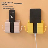 Boîte de rangement murale en plastique à ventouse, support adhésif pour téléphone, étagère de rangement de chevet, support de charge pour téléphone, télécommande