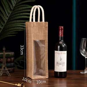 Bolsa de Yute Resistente para Botellas de Vino, Porta Botellas de Yute Simple con Logotipo Personalizado - Product Image 5