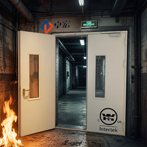 Porte coupe-feu commerciale en acier à double battant inégal certifiée WH pour aéroport, hôtel, hôpital - Product Image 1