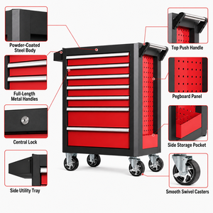 Coffre à outils sur roulettes personnalisable, durable, verrouillable, pour atelier de mécanique, <span class=keywords><strong>garage</strong></span>, industrie - Product Image 4