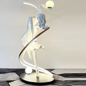 Lámpara de Pie LED E27 con Escultura de Arte Humanoide Moderna, Cristal Blanco Grande para Vestíbulo de Hotel o Sala de Estar - Product Image 5